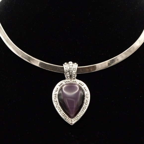 Stunningly Intricate Amethyst Purple Faux Tiger’s Eye Silver tone inverse - Picture 3 of 14